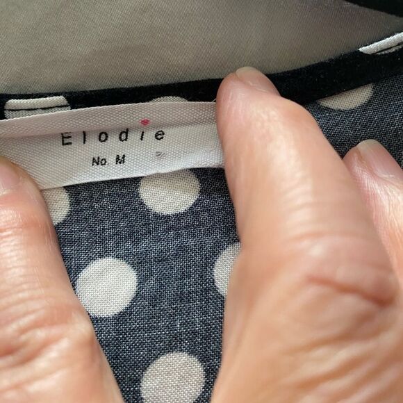 Elodie wrap side tie dress black white polka dot ruffled hem size M - Picture 7 of 9